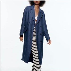 Zara limited edition Linen blue coat